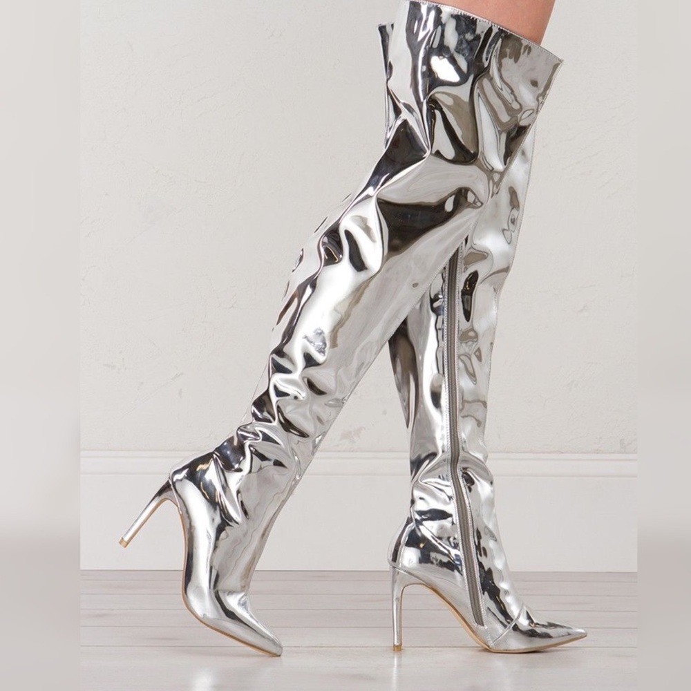 Metallic Thigh High Boot